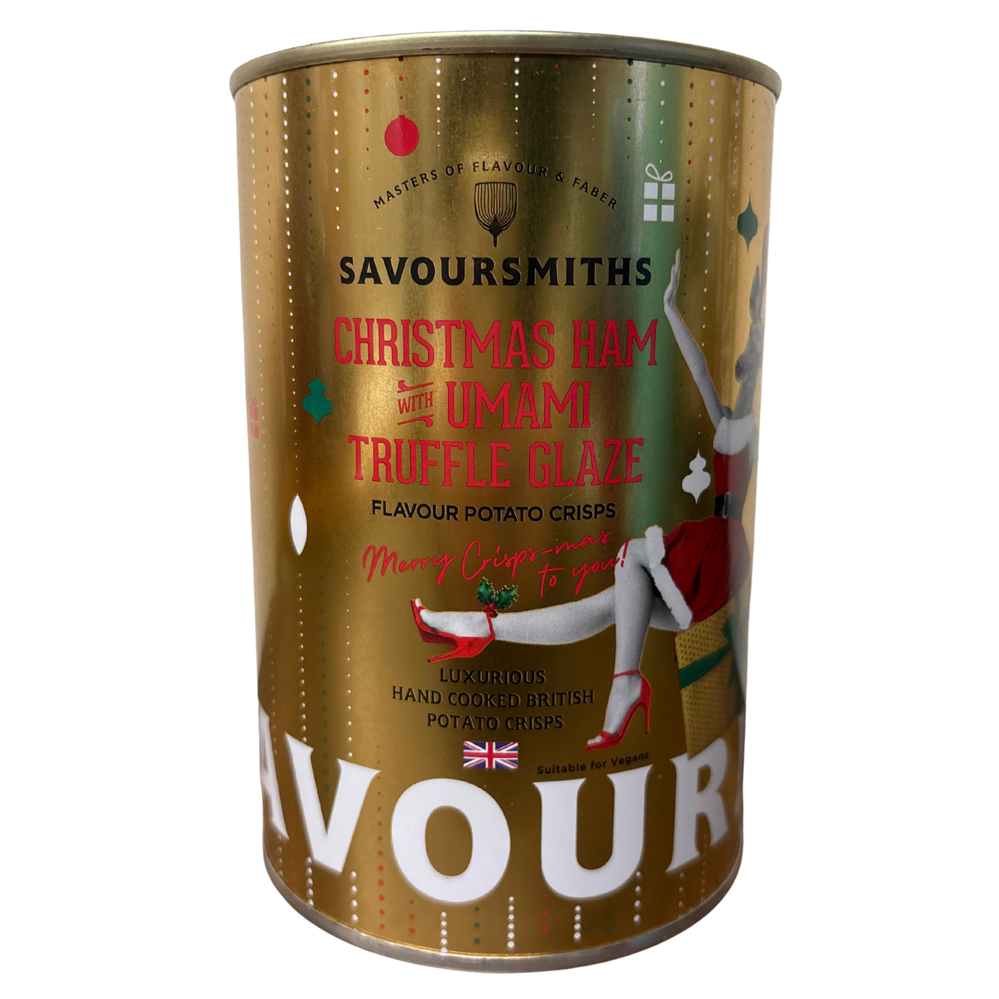 Savoursmith Xmas Ham & Truffle Crisps Tin 100g