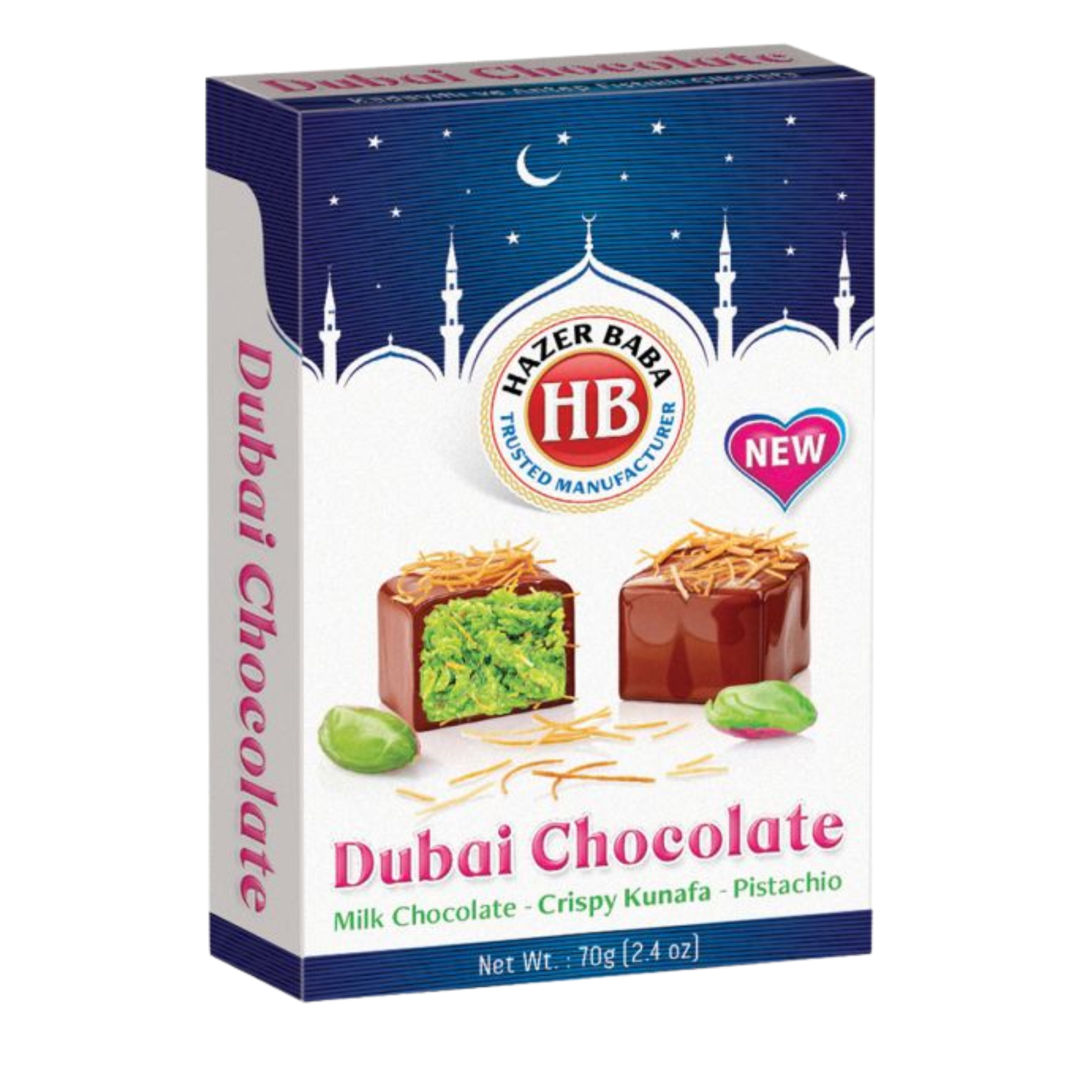 Hazer Baba Dubai Style Milk Chocolate & Pistachio 70g