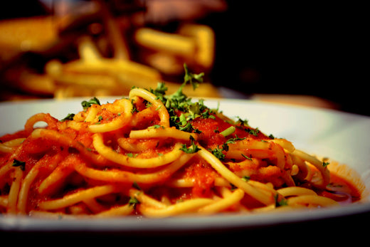 Mediterranean Tagliolini with Vegan Nduja and Vegetables by Mia