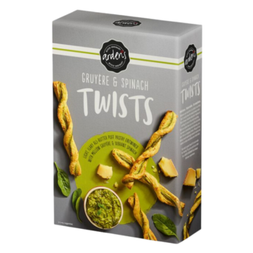Ardens Gruyere & Spinach Twists 100g