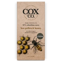 Cox&Co Dark Choc Bee Pollen & Honey Bar 70g