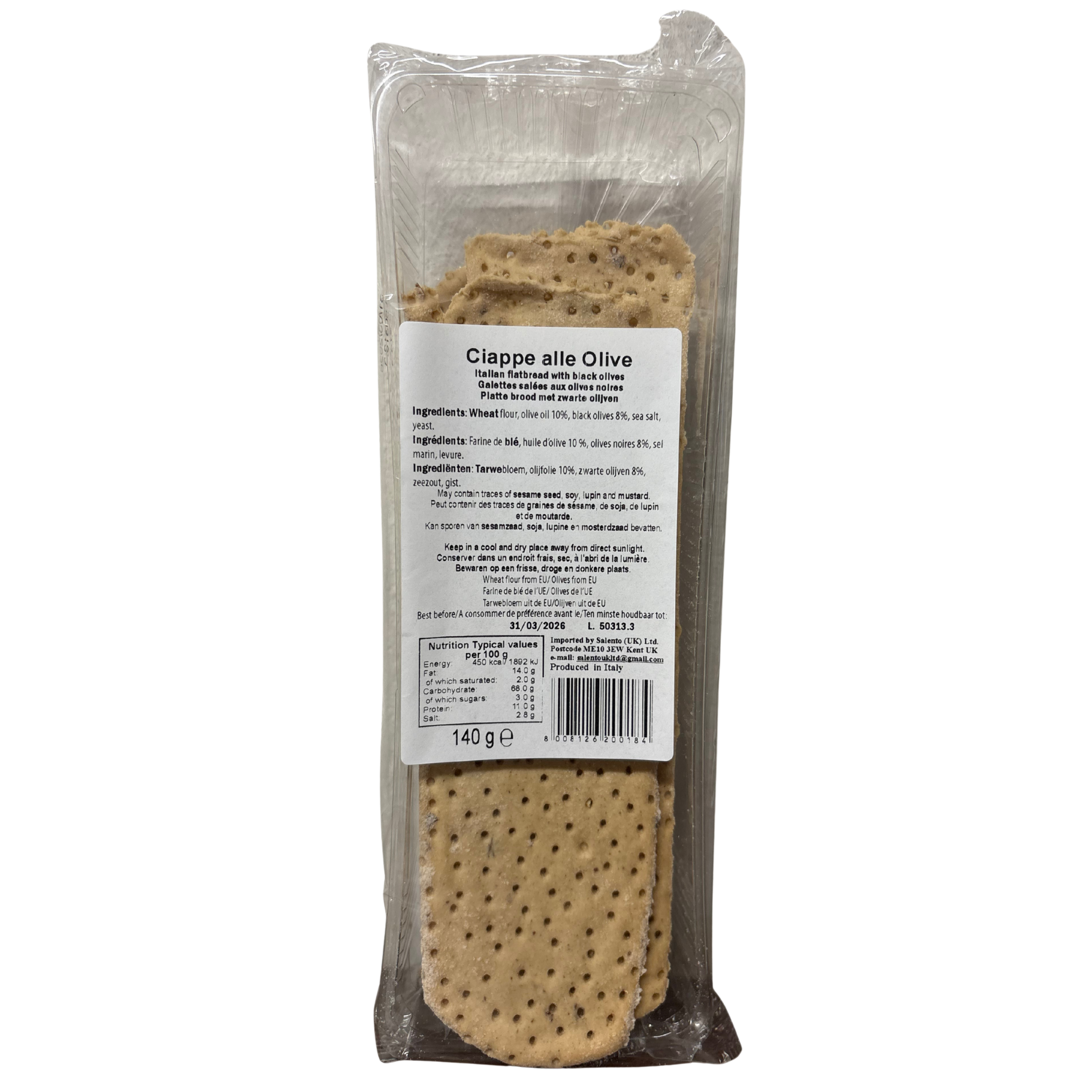 Sal Ciappe alle Olive flat bread 140g