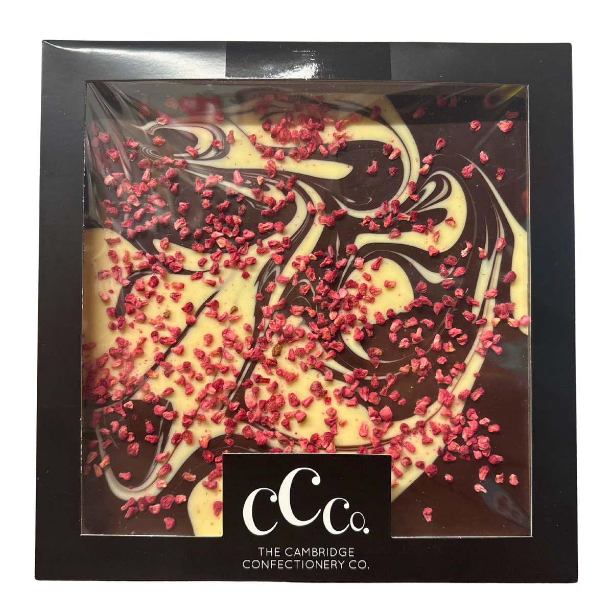 Cambridge Confectionary Co - Dark Chocolate Raspberry Swirl Tile 250g
