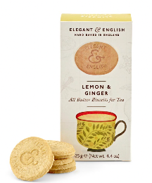 Elegant & English Lemon & Ginger Biscuits 125g